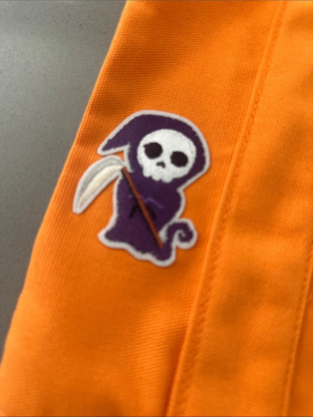 Trader Joe's Kids Orange Halloween Canvas Tote with Festive Patches